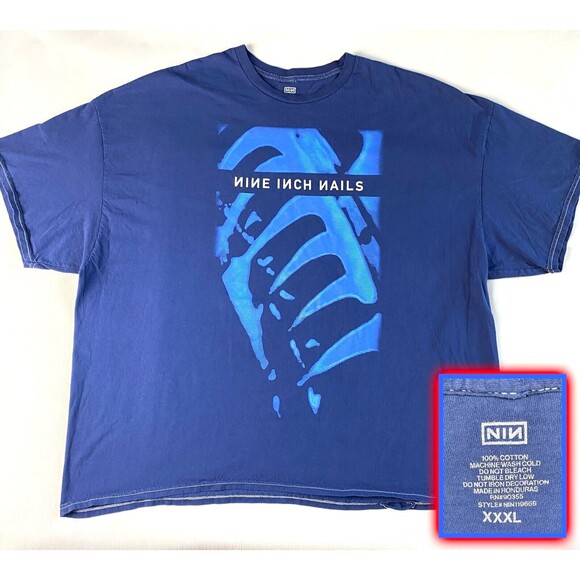 Vintage Nine Inch Nails OFFICIAL Pretty Hate Machine Blue T-Shirt! 90s XXXL 3XL - Picture 1 of 16